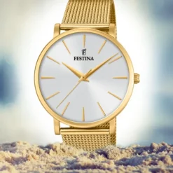 Festina Damen Armbanduhr Ladies Classic F20476/1 Quarz Edelstahl gold UF20476/1