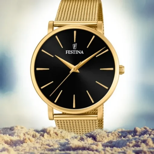 Festina Damen Armbanduhr Ladies Classic F20476/2 Quarz Edelstahl gold UF20476/2