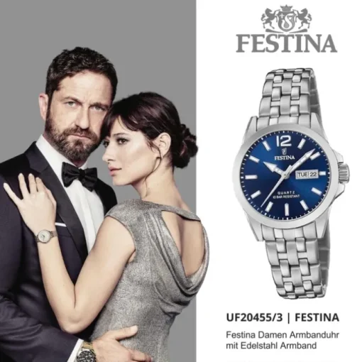Festina Damen Armbanduhr Klassik F20455/3 Quarz Edelstahl silber UF20455/3