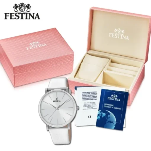 Festina Damen Armbanduhr Boyfriend F20371/1 Quarz Leder weiß UF20371/1