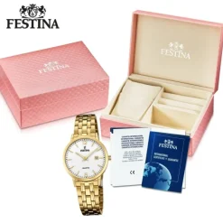Festina Damen Armbanduhr Klassik F20514/2 Analog Edelstahl gold UF20514/2