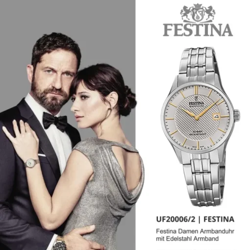 Festina Damen Armbanduhr Swiss Made F20006/2 Quarz Edelstahl silber UF20006/2