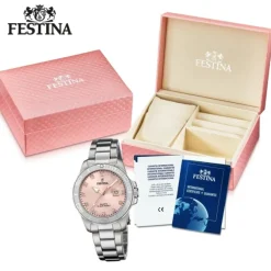 Festina Damen Armbanduhr Boyfriend F20503/2 Analog Edelstahl silber UF20503/2