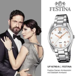 Festina Damen Armbanduhr Boyfriend F16790/A Quarz Edelstahl silber UF16790/A