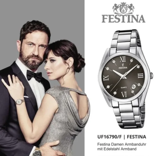 Festina Damen Armbanduhr Boyfriend F16790/F Quarz Edelstahl silber UF16790/F
