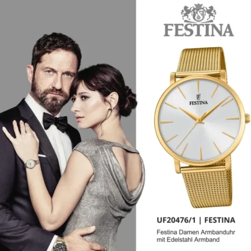 Festina Damen Armbanduhr Ladies Classic F20476/1 Quarz Edelstahl gold UF20476/1
