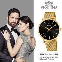 Festina Damen Armbanduhr Ladies Classic F20476/2 Quarz Edelstahl gold UF20476/2