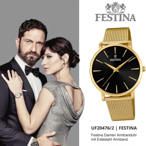 Festina Damen Armbanduhr Ladies Classic F20476/2 Quarz Edelstahl gold UF20476/2