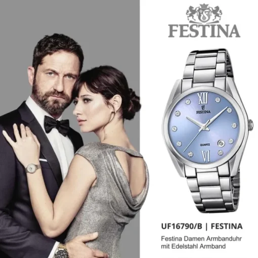Festina Damen Armbanduhr Boyfriend F16790/B Quarz Edelstahl silber UF16790/B