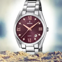 Festina Damen Armbanduhr Boyfriend F16790/E Quarz Edelstahl silber UF16790/E