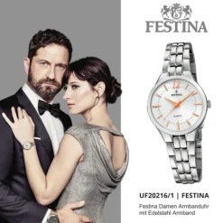 Festina Damen Armband-Uhr F20216/1 Quarz Edelstahl silber UF20216/1