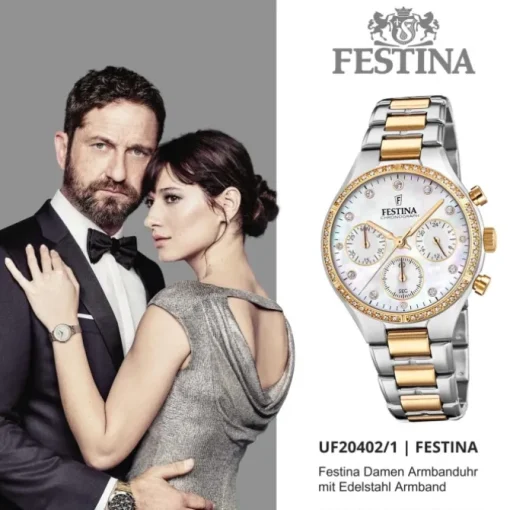 Festina Damen Armbanduhr Boyfriend F20402/1 Quarz Edelstahl silber UF20402/1