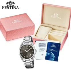 Festina Damen Armbanduhr Boyfriend F16790/F Quarz Edelstahl silber UF16790/F