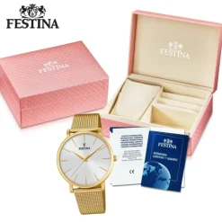 Festina Damen Armbanduhr Ladies Classic F20476/1 Quarz Edelstahl gold UF20476/1