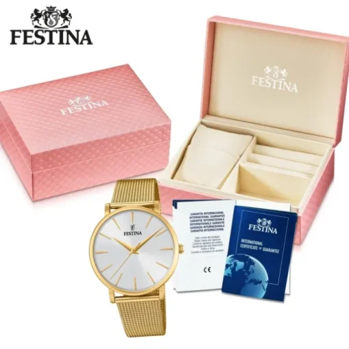 Festina Damen Armbanduhr Ladies Classic F20476/1 Quarz Edelstahl gold UF20476/1