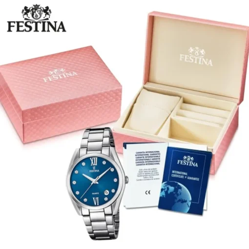 Festina Damen Armbanduhr Boyfriend F16790/C Quarz Edelstahl silber UF16790/C