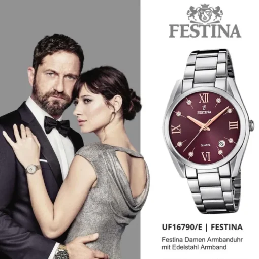 Festina Damen Armbanduhr Boyfriend F16790/E Quarz Edelstahl silber UF16790/E