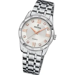 Festina Damen-Armbanduhr Boyfriend Quarz Edelstahl silber rose UF16940/B