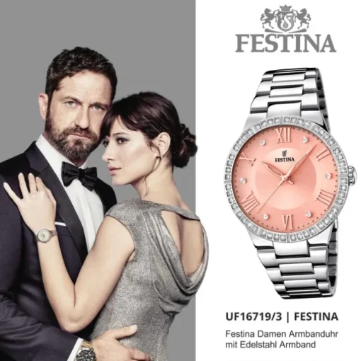 FESTINA Damen-Armbanduhr Mademoiselle Analog Quarz Edelstahl silber UF16719/3