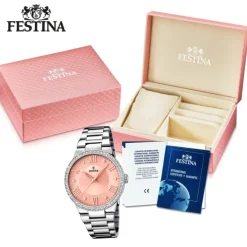 FESTINA Damen-Armbanduhr Mademoiselle Analog Quarz Edelstahl silber UF16719/3