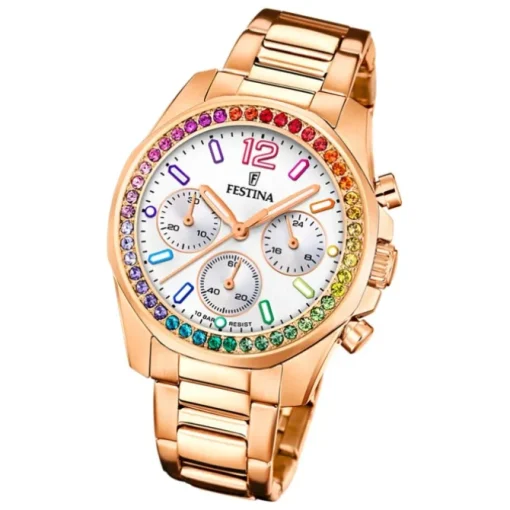 Festina Damenuhr Edelstahl rosé Festina Boyfriend Armbanduhr UF20639/2