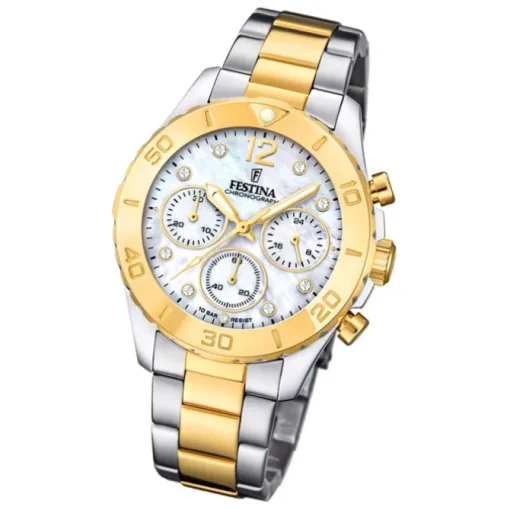 Festina Damenuhr Edelstahl silber gold Festina Boyfriend Armbanduhr UF20604/1
