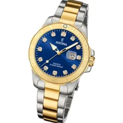 Festina Damenuhr Edelstahl silber gold Festina Boyfriend Armbanduhr UF20504/3
