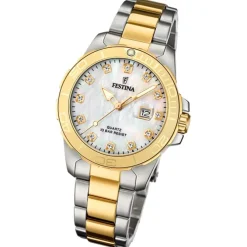 Festina Damenuhr Edelstahl silber gold Festina Boyfriend Armbanduhr UF20504/2