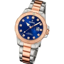 Festina Damenuhr Edelstahl silber gold Festina Boyfriend Armbanduhr UF20505/3