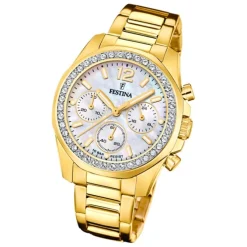 Festina Damenuhr Edelstahl gold Festina Boyfriend Armbanduhr UF20609/1