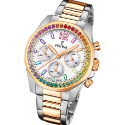 Festina Damenuhr Edelstahl silber rosé Festina Boyfriend Armbanduhr UF20608/2