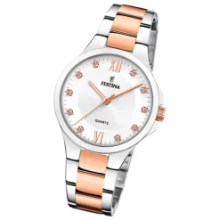 Festina Damenuhr Edelstahl silber rosé Festina Boyfriend Armbanduhr UF20612/1