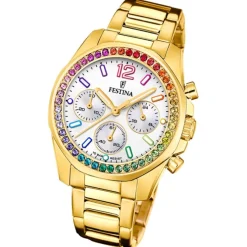 Festina Damenuhr Edelstahl gold Festina Boyfriend Armbanduhr UF20609/2