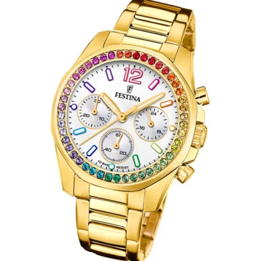 Festina Damenuhr Edelstahl gold Festina Boyfriend Armbanduhr UF20609/2