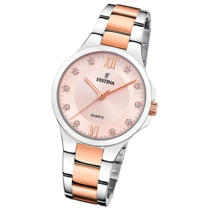 Festina Damenuhr Edelstahl silber rosé Festina Boyfriend Armbanduhr UF20612/2