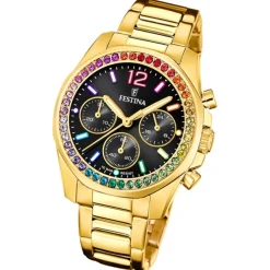 Festina Damenuhr Edelstahl gold Festina Boyfriend Armbanduhr UF20609/3