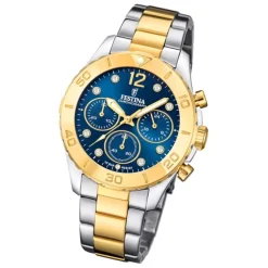 Festina Damenuhr Edelstahl silber gold Festina Boyfriend Armbanduhr UF20604/3