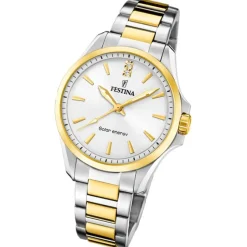 Festina Damenuhr Edelstahl silber gold Festina Solar Energy Solaruhr UF20655/2