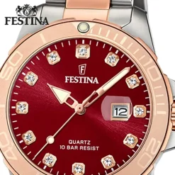 Festina Damenuhr Edelstahl silber gold Festina Boyfriend Armbanduhr UF20505/2