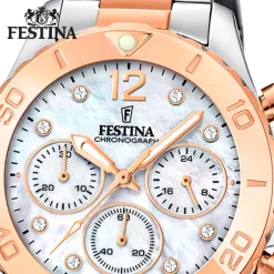 Festina Damenuhr Edelstahl silber rosé Festina Boyfriend Armbanduhr UF20605/1