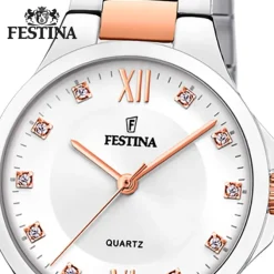 Festina Damenuhr Edelstahl silber rosé Festina Boyfriend Armbanduhr UF20612/1