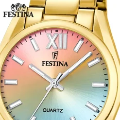 Festina Damenuhr Edelstahl gold Festina Boyfriend Armbanduhr UF20640/7