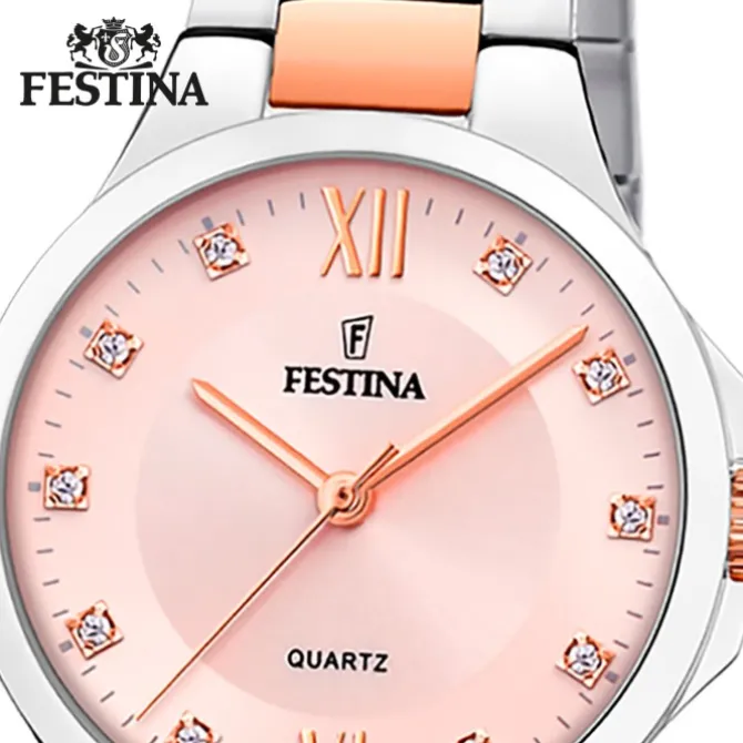 Festina Damenuhr Edelstahl silber rosé Festina Boyfriend Armbanduhr UF20612/2