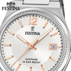 Festina Damenuhr Edelstahl silber Festina Swiss made Armbanduhr UF20035/2
