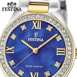 Festina Damenuhr Edelstahl silber gold Festina Solar Energy Solaruhr UF20659/2