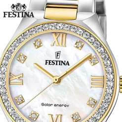 Festina Damenuhr Edelstahl silber gold Festina Solar Energy Solaruhr UF20659/1