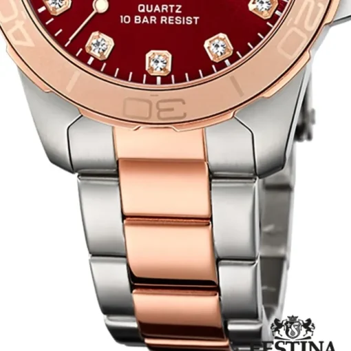 Festina Damenuhr Edelstahl silber gold Festina Boyfriend Armbanduhr UF20505/2