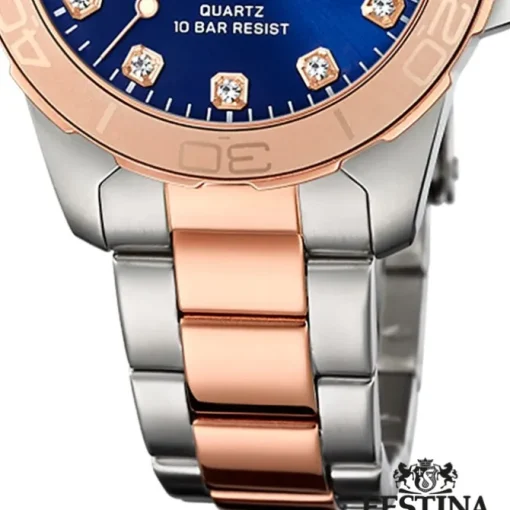 Festina Damenuhr Edelstahl silber gold Festina Boyfriend Armbanduhr UF20505/3