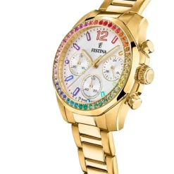 Festina Damenuhr Edelstahl gold Festina Boyfriend Armbanduhr UF20609/2