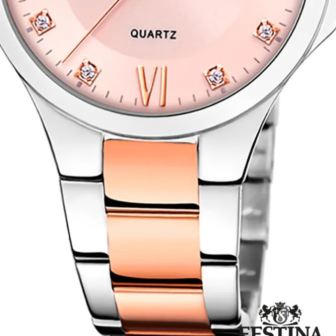 Festina Damenuhr Edelstahl silber rosé Festina Boyfriend Armbanduhr UF20612/2